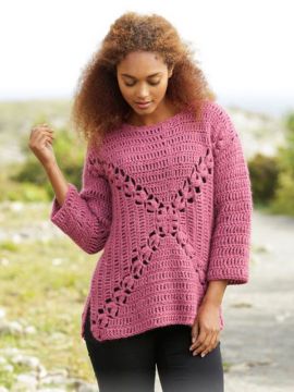 DROPS Autumn Rose Häkeln Pullover - Deutschsprachige Anleitung