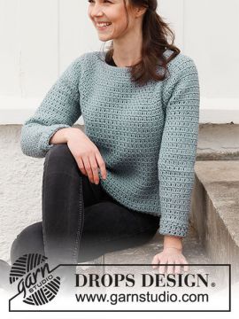 DROPS Grey Owl Häkeln Pullover - Deutschsprachige Anleitung