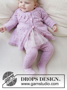 DROPS Pink Petals Baby Jacke und Strumpfhose - Deutschsprachige Anleitung