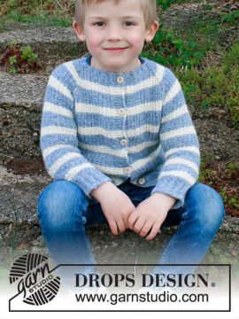 DROPS Sky Stripes Strickjacke für Kinder - Deutschsprachige Anleitung