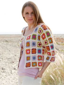 DROPS Summer Patchwork Häkeln Strickjacke - Deutschsprachige Anleitung