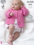 King Cole 4429 Babies Matinee Coat, Angel Top & Cardigan in Cottonsoft DK