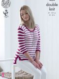 King Cole 4834 Striped Sweaters Knitted in Bamboo Cotton DK