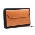 LYKKE Oxford Zipper Needle Case (Empty) for 5in Tips in Camel Vegan Leather and Denim