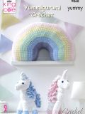 King Cole 9068 Crochet Rainbow Cushion and Unicorns